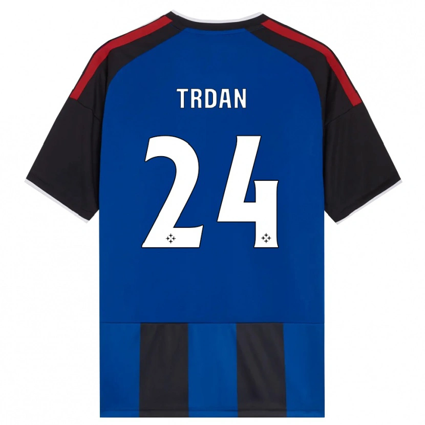 Danxen Børn Miha Trdan #24 Sort Rød Hvid Blå Hjemmebane Spillertrøjer 2026/27 Trøje T-Shirt