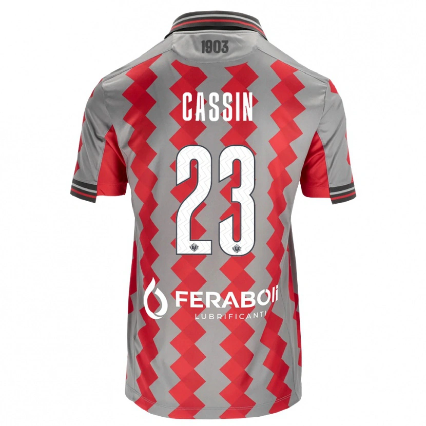 Danxen Børn Marco Cassin #23 Grå Rød Hvid Hjemmebane Spillertrøjer 2026/27 Trøje T-Shirt