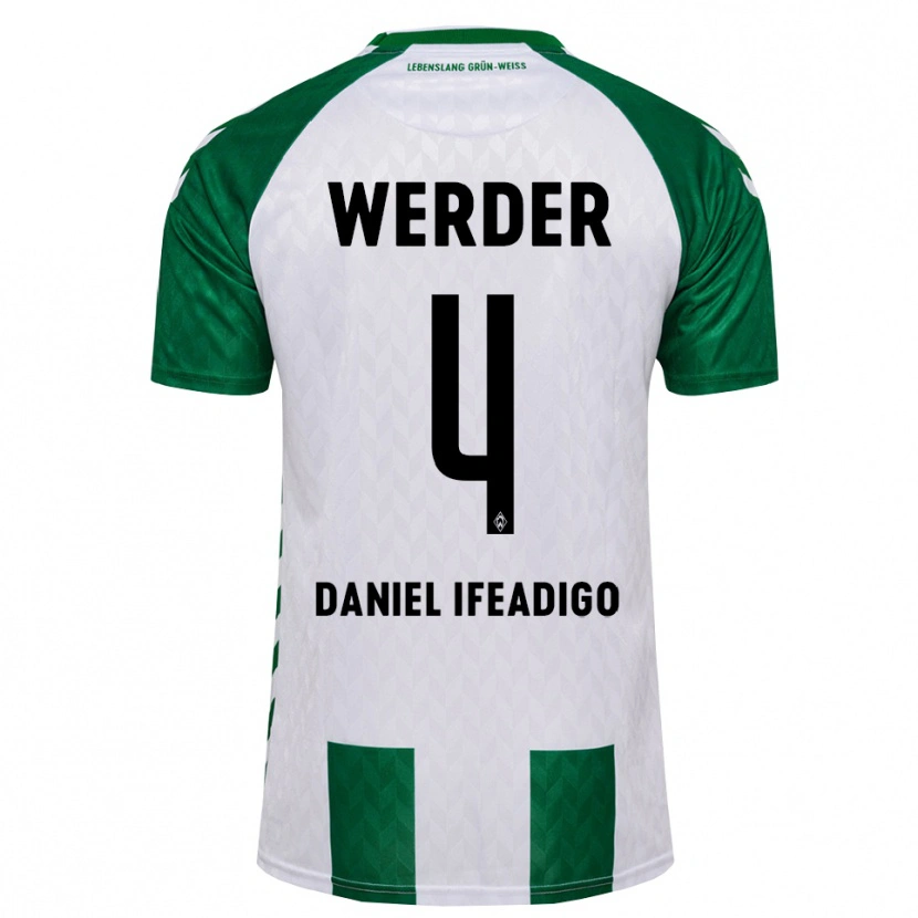 Danxen Børn Kamsiyonna Daniel Ifeadigo #4 Grøn Hvid Hjemmebane Spillertrøjer 2026/27 Trøje T-Shirt