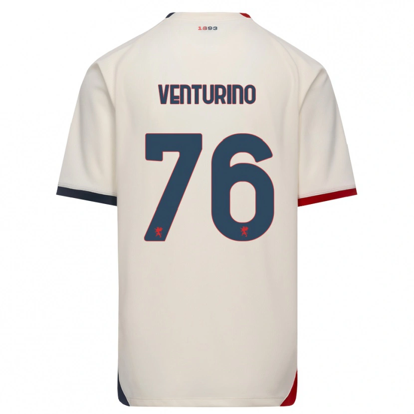 Danxen Børn Lorenzo Venturino #76 Off-White Rød Udebane Spillertrøjer 2026/27 Trøje T-Shirt