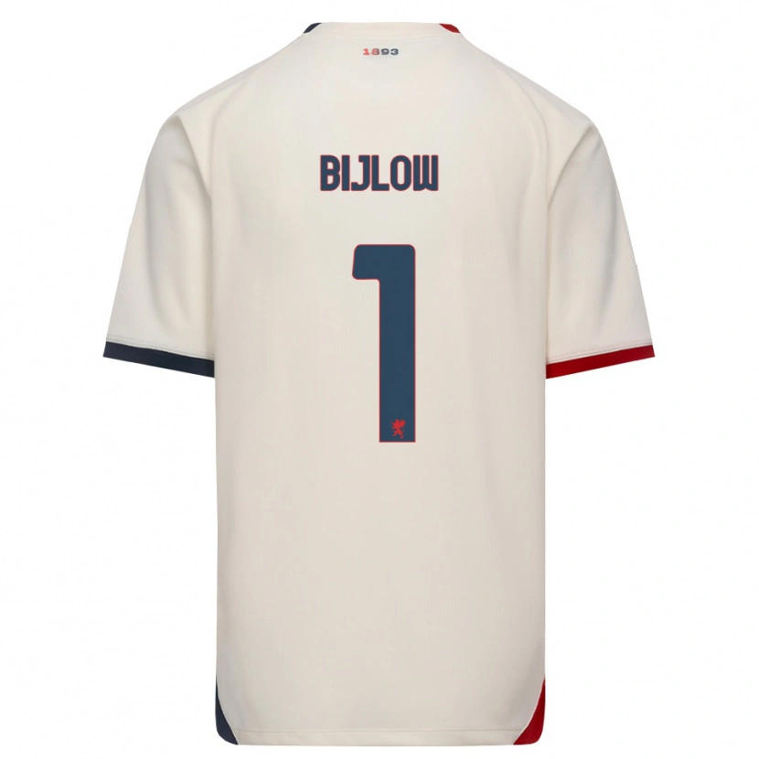 Danxen Børn Justin Bijlow #1 Off-White Rød Udebane Spillertrøjer 2026/27 Trøje T-Shirt