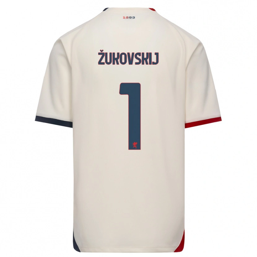 Danxen Børn Mark Žukovskij #1 Off-White Rød Udebane Spillertrøjer 2026/27 Trøje T-Shirt