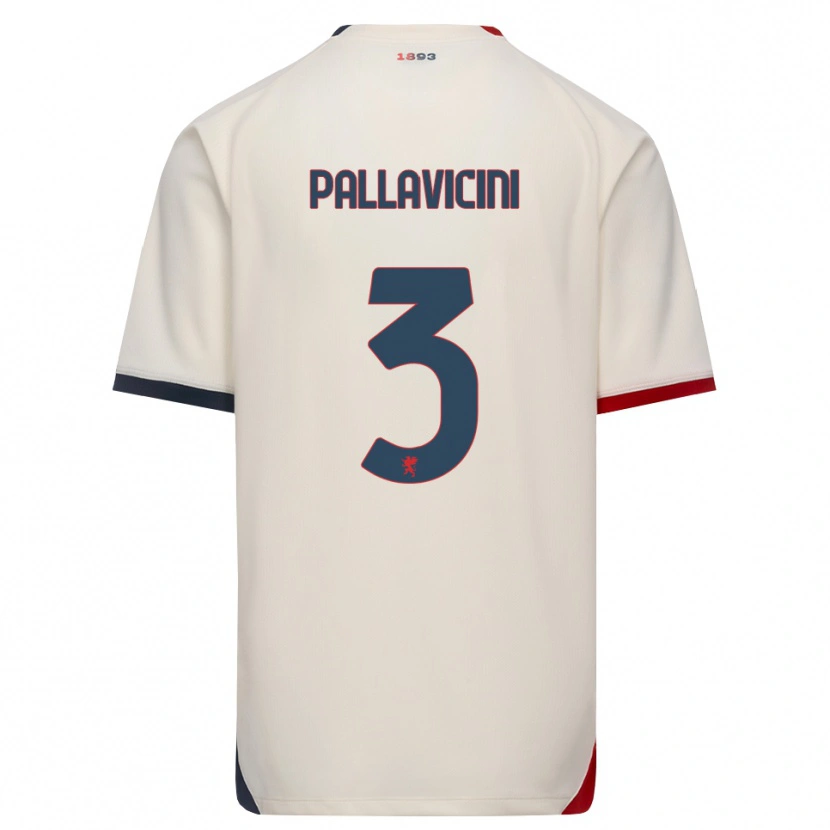 Danxen Børn Matteo Pallavicini #3 Off-White Rød Udebane Spillertrøjer 2026/27 Trøje T-Shirt
