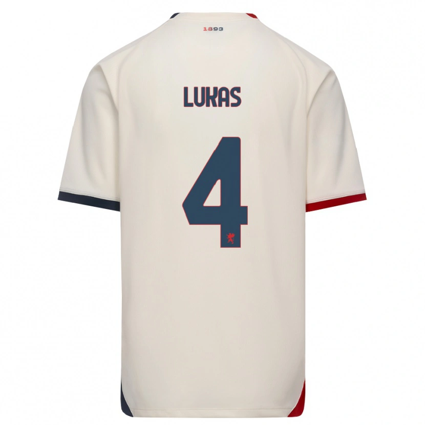 Danxen Børn Deividas Lukas #4 Off-White Rød Udebane Spillertrøjer 2026/27 Trøje T-Shirt