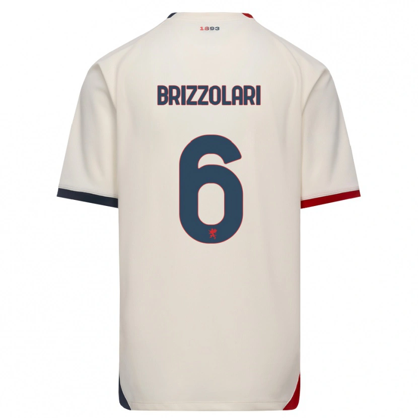 Danxen Børn Mattia Brizzolari #6 Off-White Rød Udebane Spillertrøjer 2026/27 Trøje T-Shirt