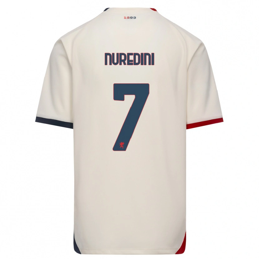 Danxen Børn Kejvin Nuredini #7 Off-White Rød Udebane Spillertrøjer 2026/27 Trøje T-Shirt