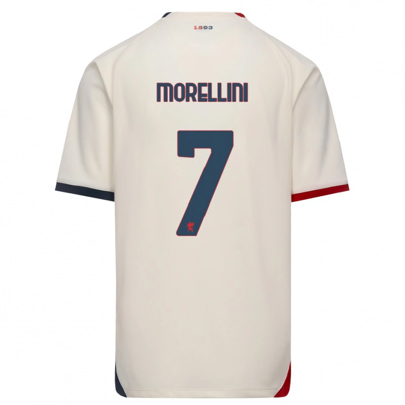 Danxen Børn Matteo Morellini #7 Off-White Rød Udebane Spillertrøjer 2026/27 Trøje T-Shirt