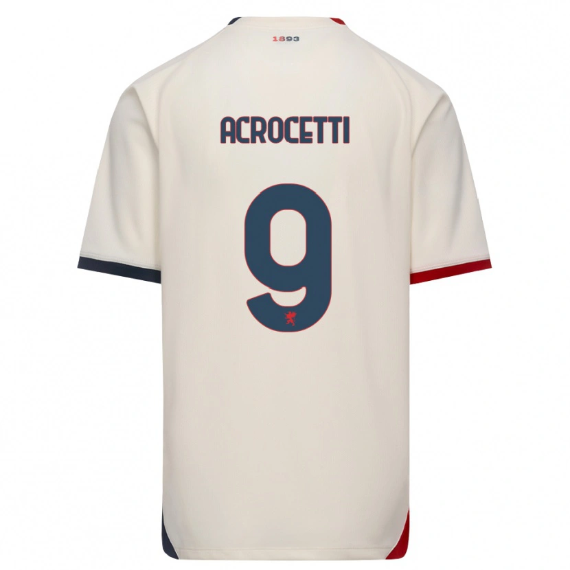 Danxen Børn Edoardo Acrocetti #9 Off-White Rød Udebane Spillertrøjer 2026/27 Trøje T-Shirt