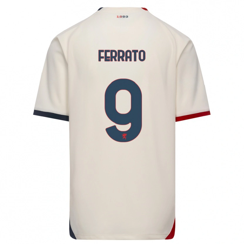 Danxen Børn Claudia Ferrato #9 Off-White Rød Udebane Spillertrøjer 2026/27 Trøje T-Shirt