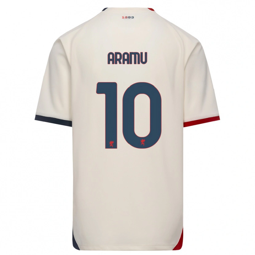 Danxen Børn Mattia Aramu #10 Off-White Rød Udebane Spillertrøjer 2026/27 Trøje T-Shirt