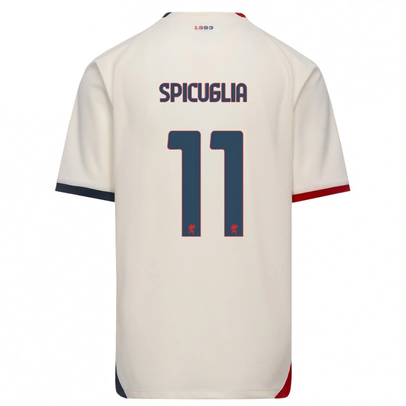 Danxen Børn Elia Spicuglia #11 Off-White Rød Udebane Spillertrøjer 2026/27 Trøje T-Shirt