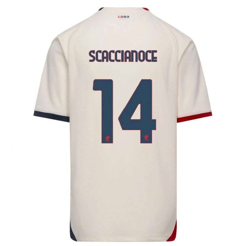 Danxen Børn Francesco Scaccianoce #14 Off-White Rød Udebane Spillertrøjer 2026/27 Trøje T-Shirt