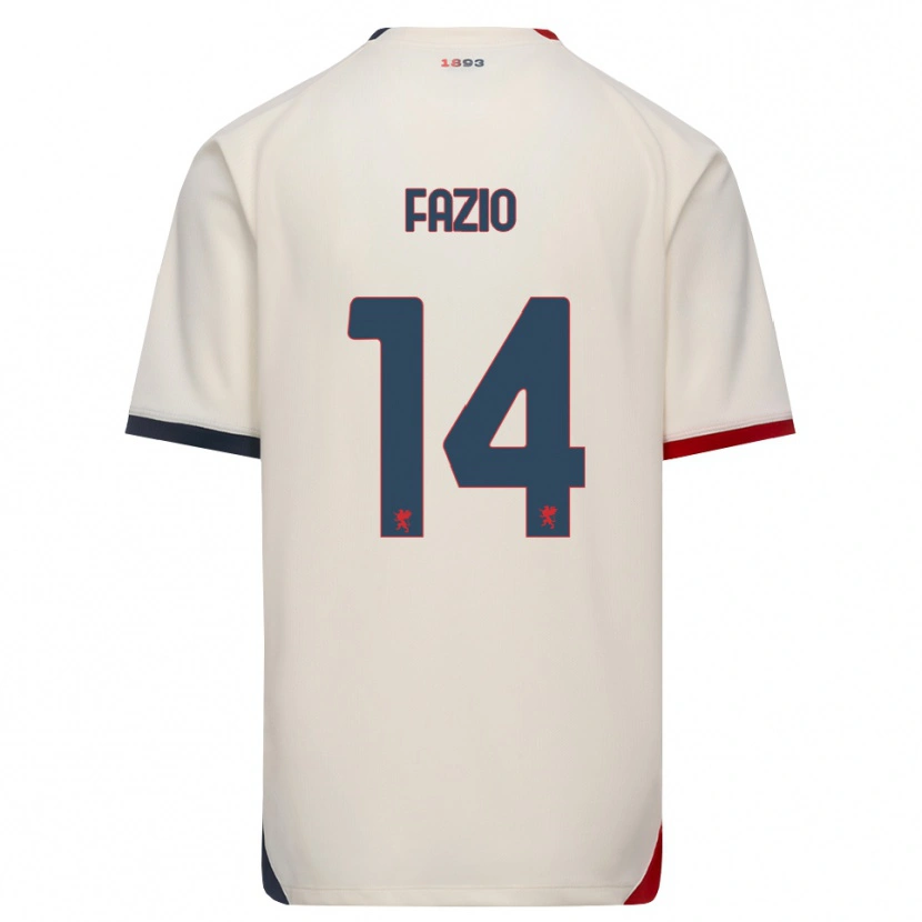 Danxen Børn Tommaso Fazio #14 Off-White Rød Udebane Spillertrøjer 2026/27 Trøje T-Shirt
