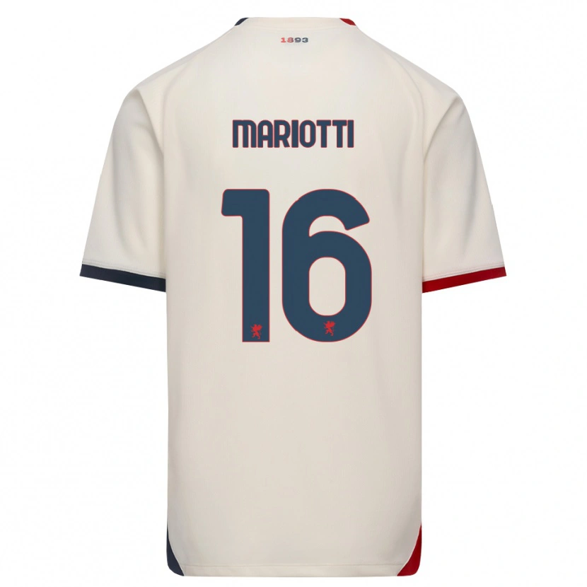 Danxen Børn Andrea Mariotti #16 Off-White Rød Udebane Spillertrøjer 2026/27 Trøje T-Shirt