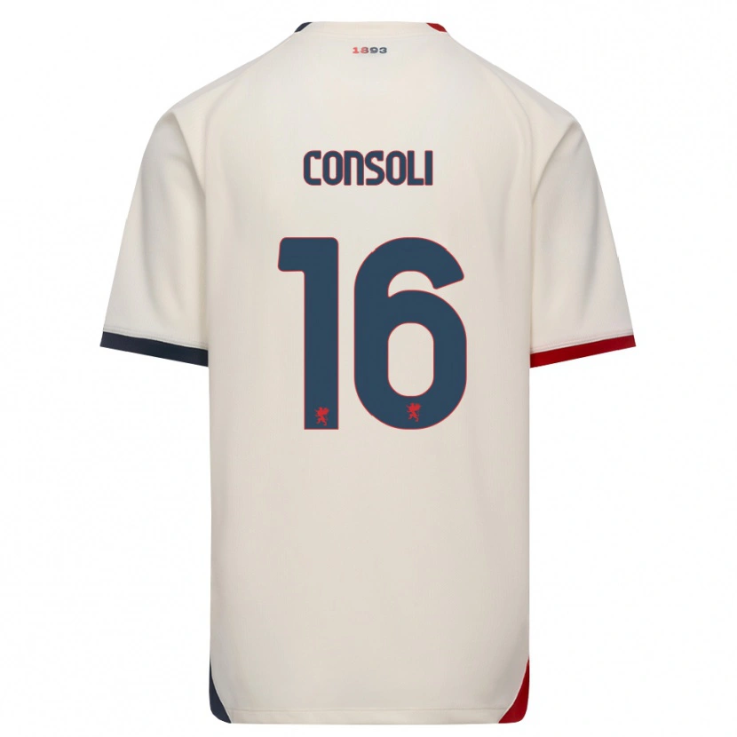 Danxen Børn Alessandro Consoli #16 Off-White Rød Udebane Spillertrøjer 2026/27 Trøje T-Shirt