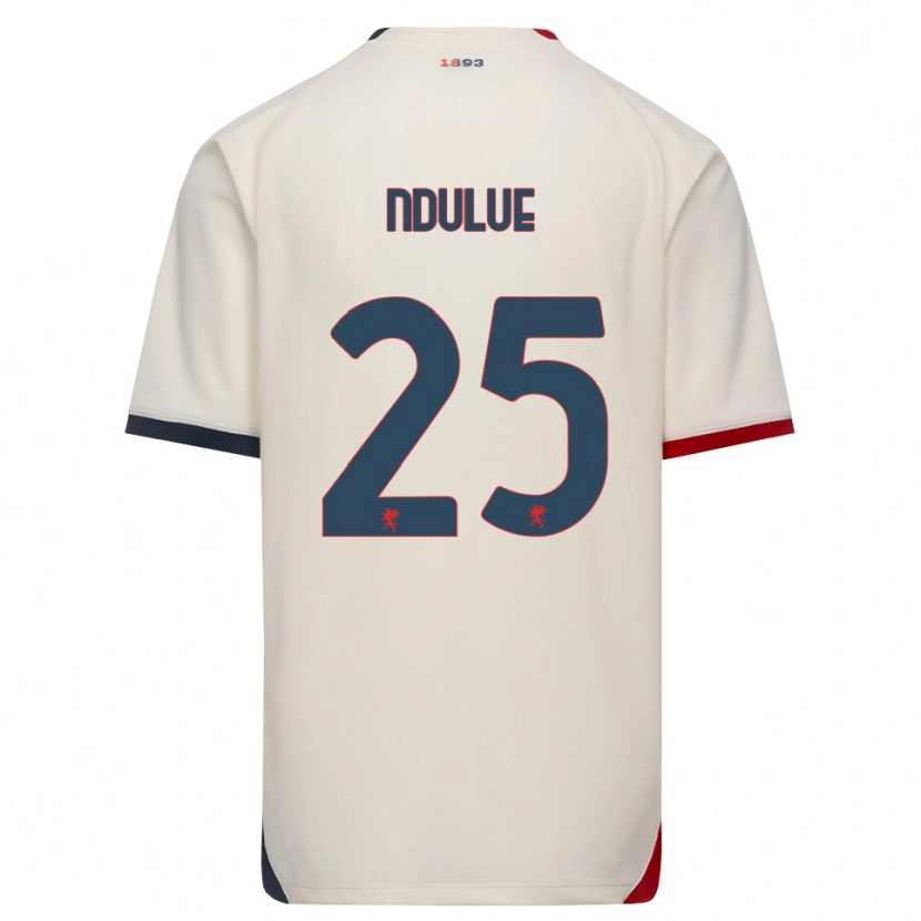 Danxen Børn Daniel Ndulue #25 Off-White Rød Udebane Spillertrøjer 2026/27 Trøje T-Shirt