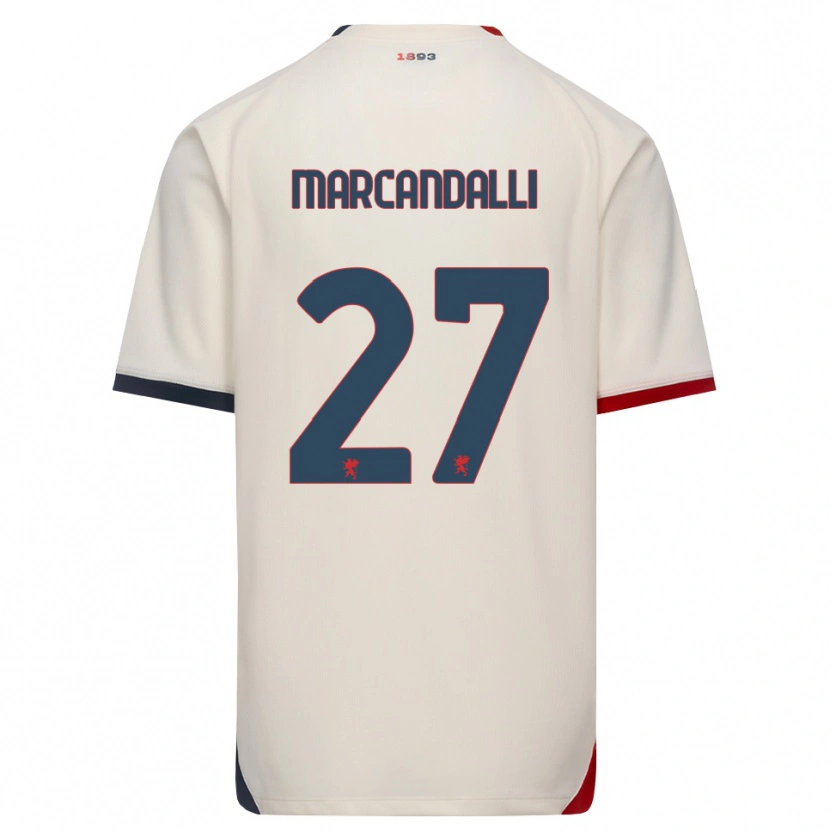 Danxen Børn Alessandro Marcandalli #27 Off-White Rød Udebane Spillertrøjer 2026/27 Trøje T-Shirt