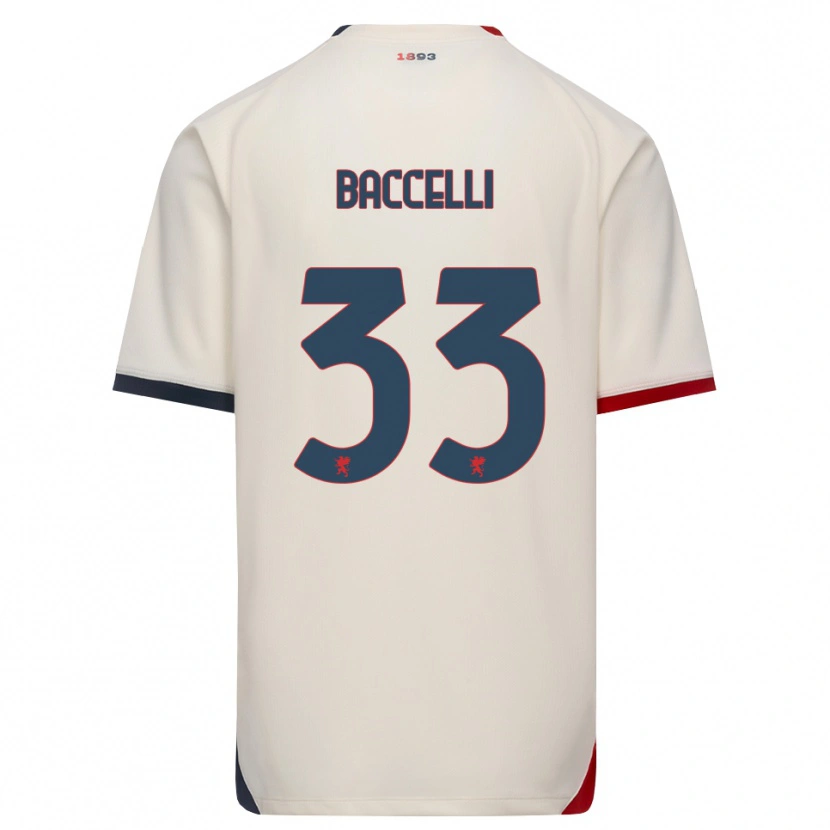 Danxen Børn Pietro Baccelli #33 Off-White Rød Udebane Spillertrøjer 2026/27 Trøje T-Shirt