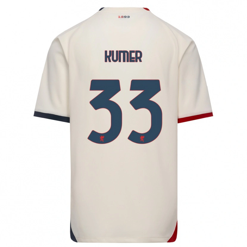 Danxen Børn Alin Kumer Celik #33 Off-White Rød Udebane Spillertrøjer 2026/27 Trøje T-Shirt