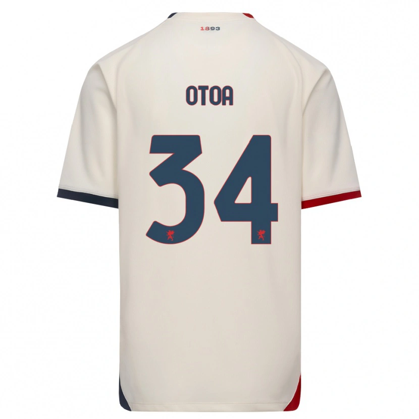 Danxen Børn Sebastian Otoa #34 Off-White Rød Udebane Spillertrøjer 2026/27 Trøje T-Shirt