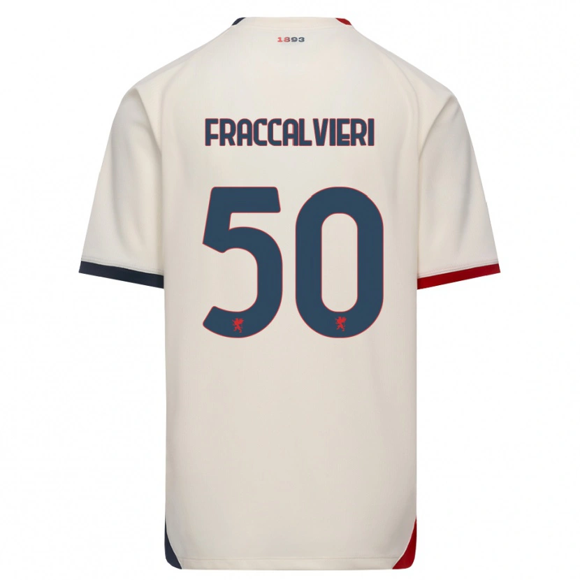 Danxen Børn Michele Fraccalvieri #50 Off-White Rød Udebane Spillertrøjer 2026/27 Trøje T-Shirt