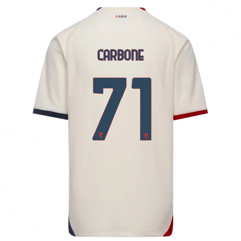 Danxen Børn Filippo Carbone #71 Off-White Rød Udebane Spillertrøjer 2026/27 Trøje T-Shirt