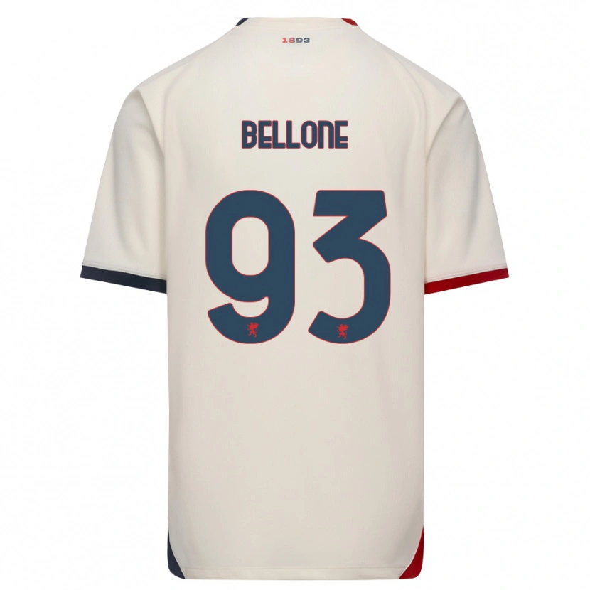 Danxen Børn Francesco Bellone #93 Off-White Rød Udebane Spillertrøjer 2026/27 Trøje T-Shirt