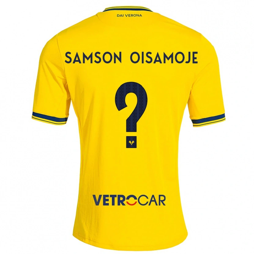 Danxen Børn Junior Samson Oisamoje #0 Gul Rød Udebane Spillertrøjer 2026/27 Trøje T-Shirt