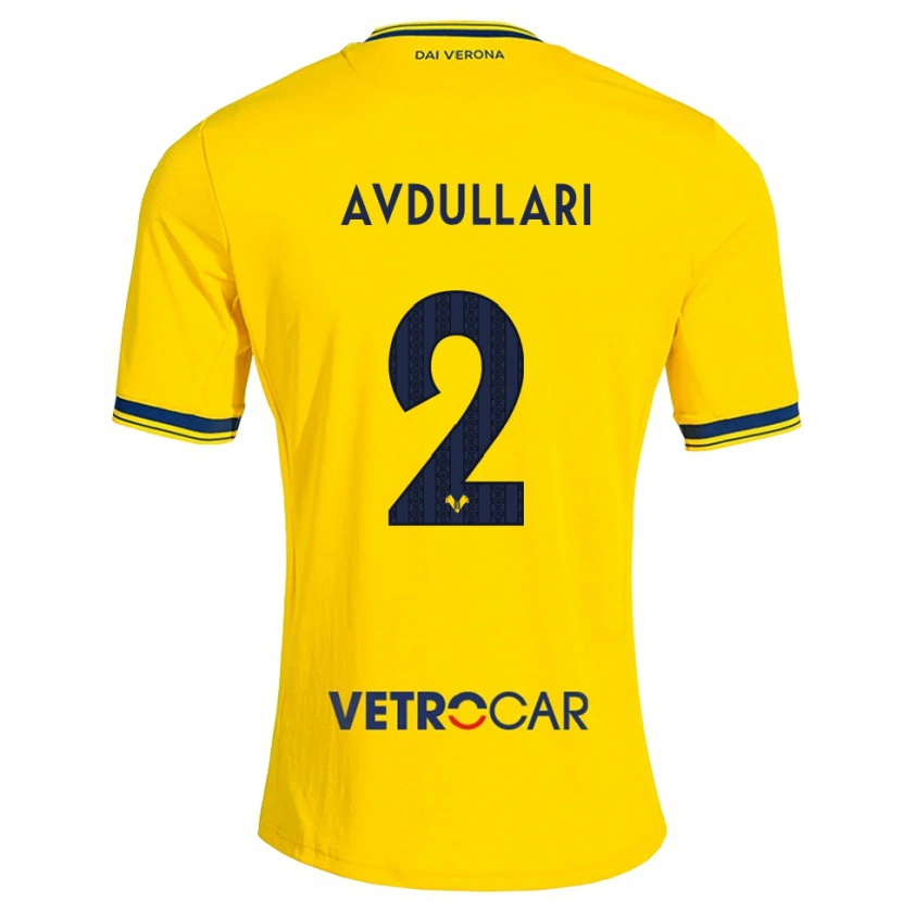 Danxen Børn Davide Avdullari #2 Gul Rød Udebane Spillertrøjer 2026/27 Trøje T-Shirt
