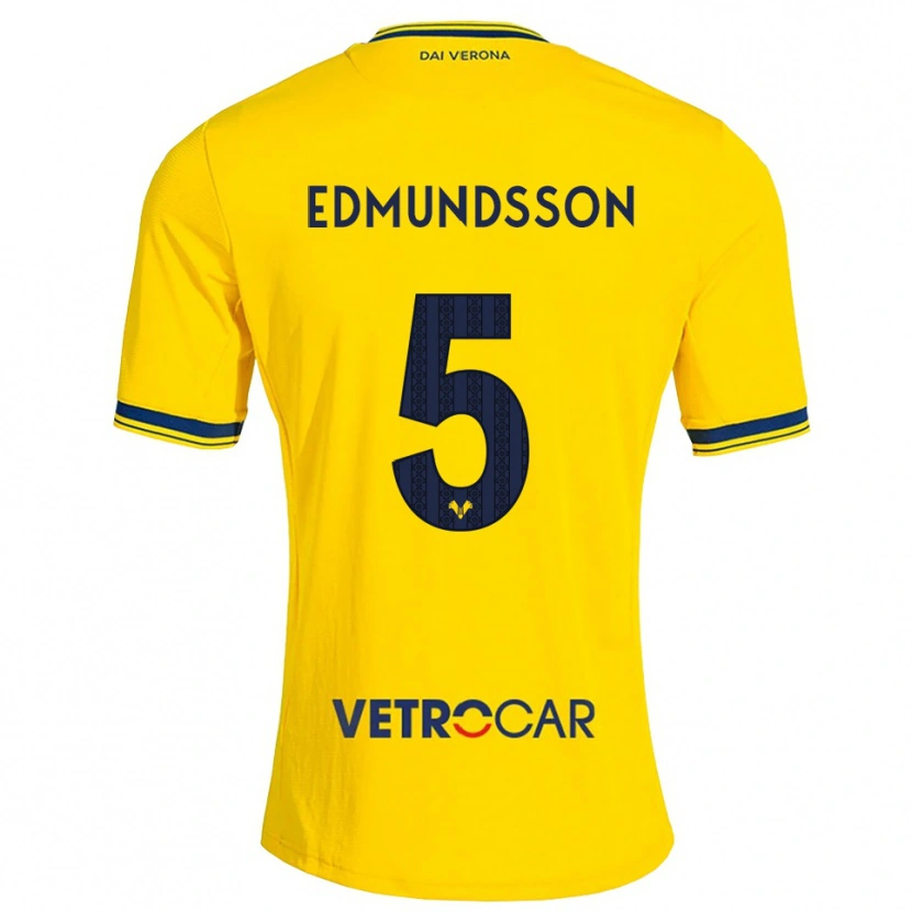 Danxen Børn Andrias Edmundsson #5 Gul Rød Udebane Spillertrøjer 2026/27 Trøje T-Shirt
