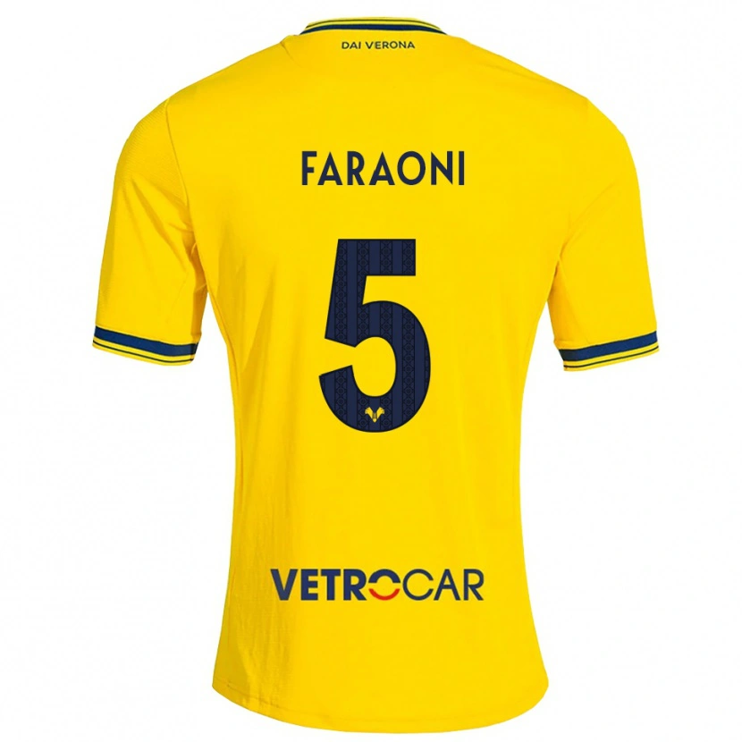 Danxen Børn Davide Faraoni #5 Gul Rød Udebane Spillertrøjer 2026/27 Trøje T-Shirt