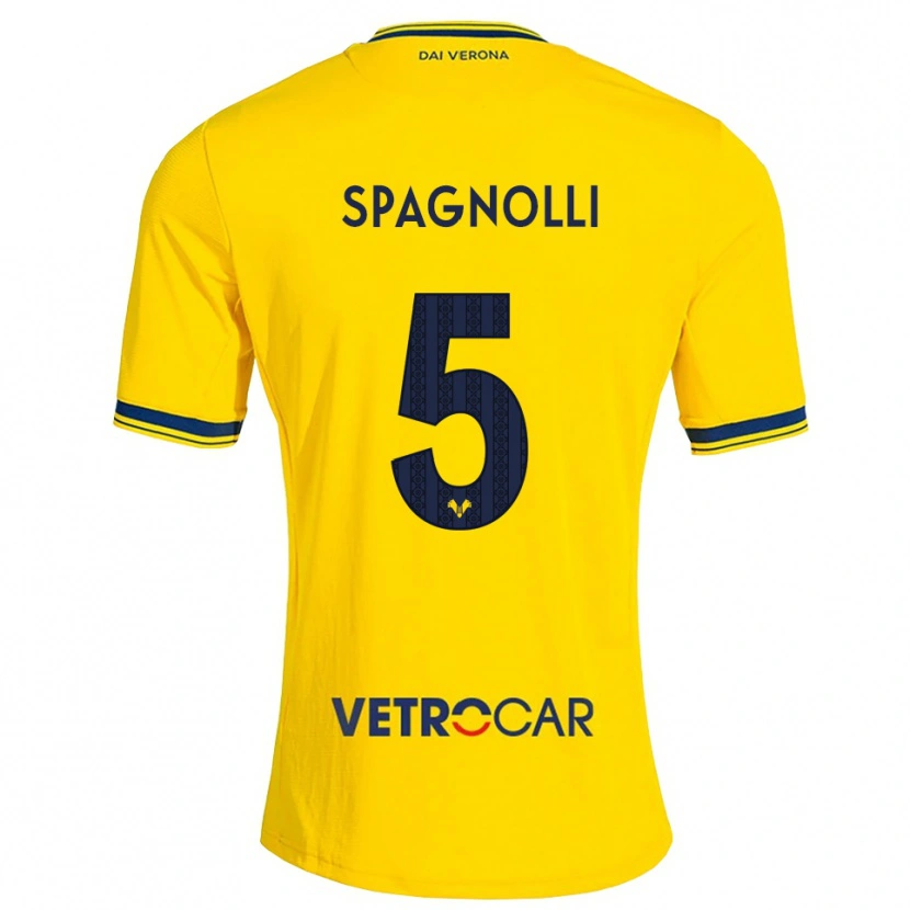 Danxen Børn Matteo Spagnolli #5 Gul Rød Udebane Spillertrøjer 2026/27 Trøje T-Shirt