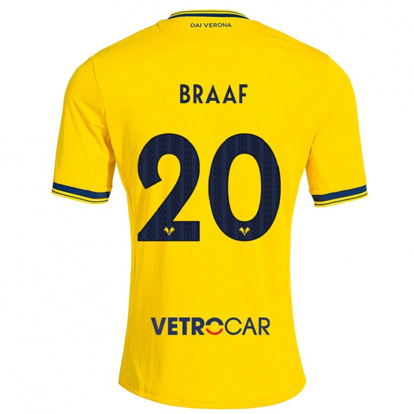 Danxen Børn Jayden Braaf #20 Gul Rød Udebane Spillertrøjer 2026/27 Trøje T-Shirt