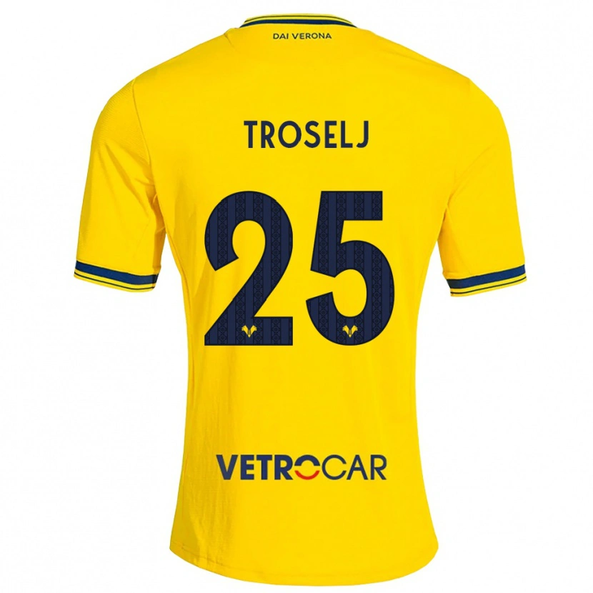 Danxen Børn Ethan Troselj #25 Gul Rød Udebane Spillertrøjer 2026/27 Trøje T-Shirt