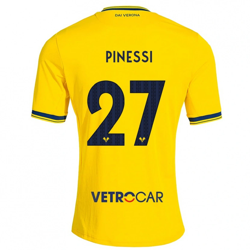 Danxen Børn Riccardo Pinessi #27 Gul Rød Udebane Spillertrøjer 2026/27 Trøje T-Shirt