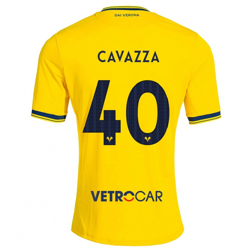 Danxen Børn Filippo Cavazza #40 Gul Rød Udebane Spillertrøjer 2026/27 Trøje T-Shirt