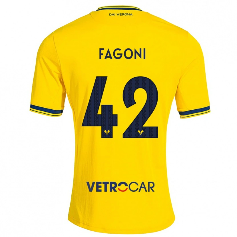 Danxen Børn Marco Fagoni #42 Gul Rød Udebane Spillertrøjer 2026/27 Trøje T-Shirt