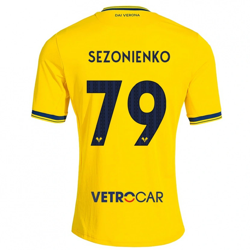 Danxen Børn Kacper Sezonienko #79 Gul Rød Udebane Spillertrøjer 2026/27 Trøje T-Shirt