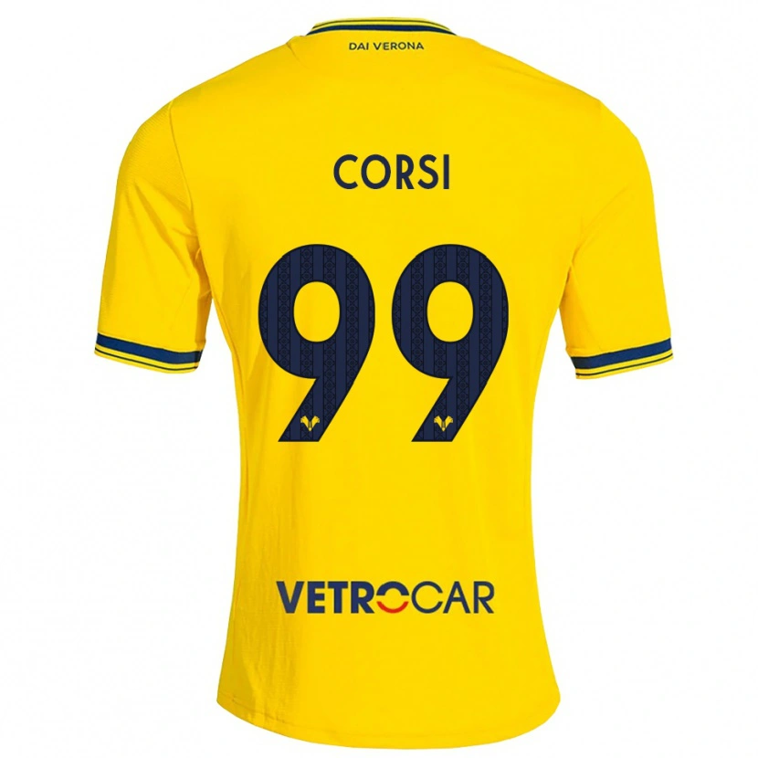 Danxen Børn Sara Corsi #99 Gul Rød Udebane Spillertrøjer 2026/27 Trøje T-Shirt