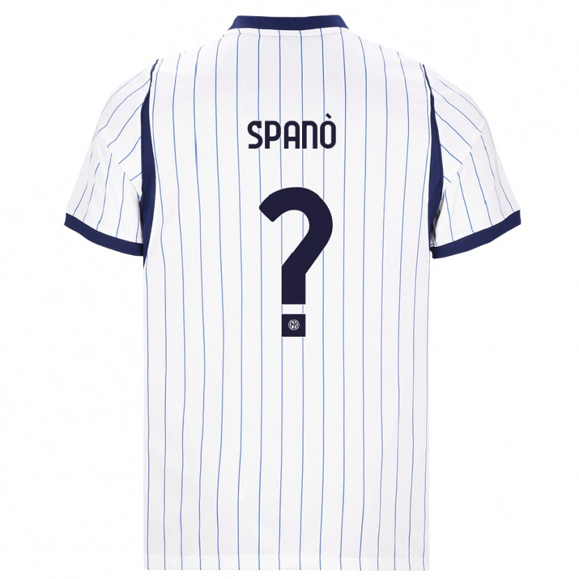 Danxen Børn Samuele Spanò #0 Hvid Marineblå Udebane Spillertrøjer 2026/27 Trøje T-Shirt