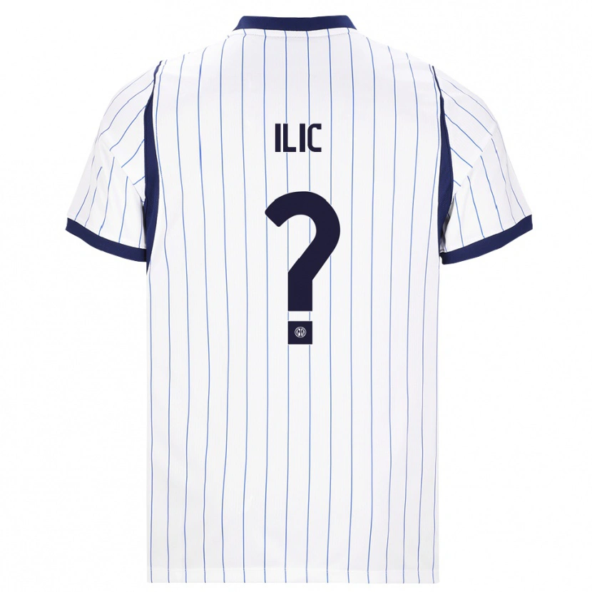 Danxen Børn Novak Ilic #0 Hvid Marineblå Udebane Spillertrøjer 2026/27 Trøje T-Shirt