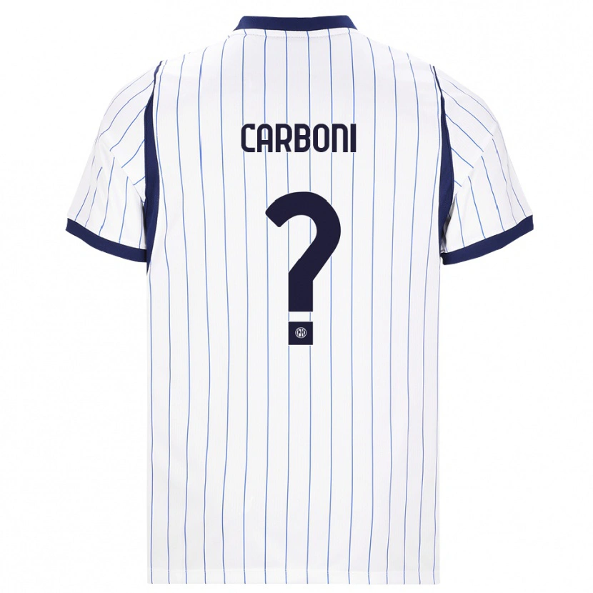 Danxen Børn Cristiano Carboni #0 Hvid Marineblå Udebane Spillertrøjer 2026/27 Trøje T-Shirt