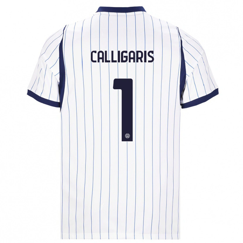 Danxen Børn Alessandro Calligaris #1 Hvid Marineblå Udebane Spillertrøjer 2026/27 Trøje T-Shirt