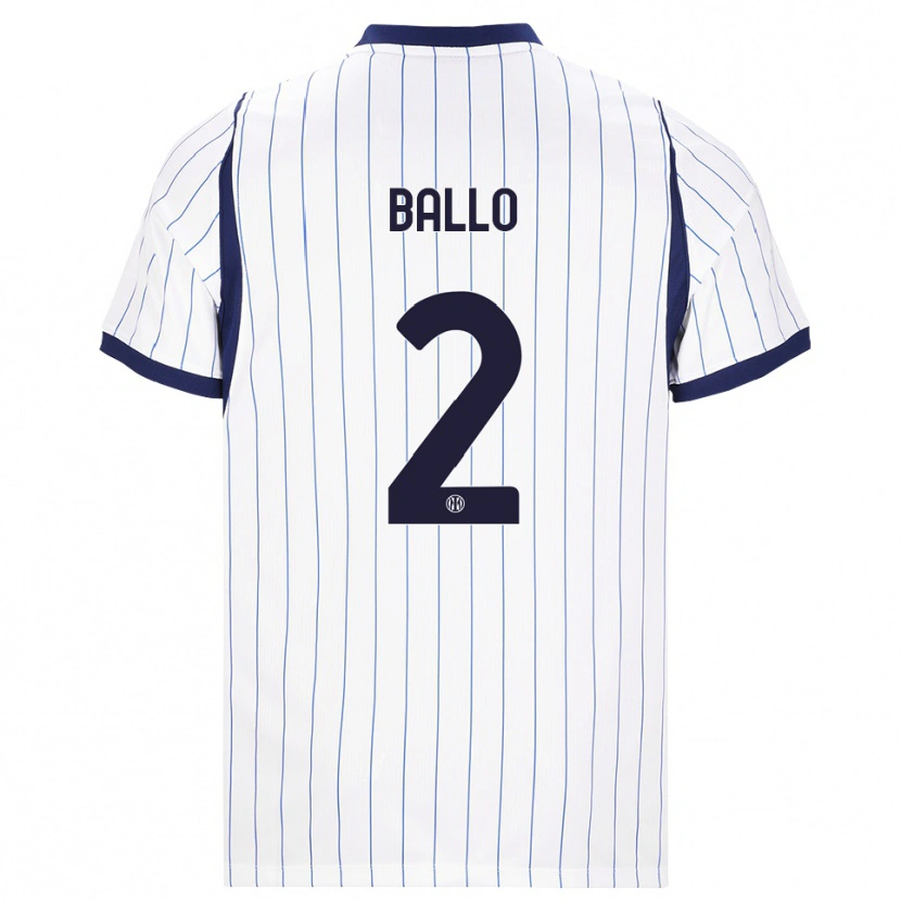 Danxen Børn Lamine Ballo #2 Hvid Marineblå Udebane Spillertrøjer 2026/27 Trøje T-Shirt