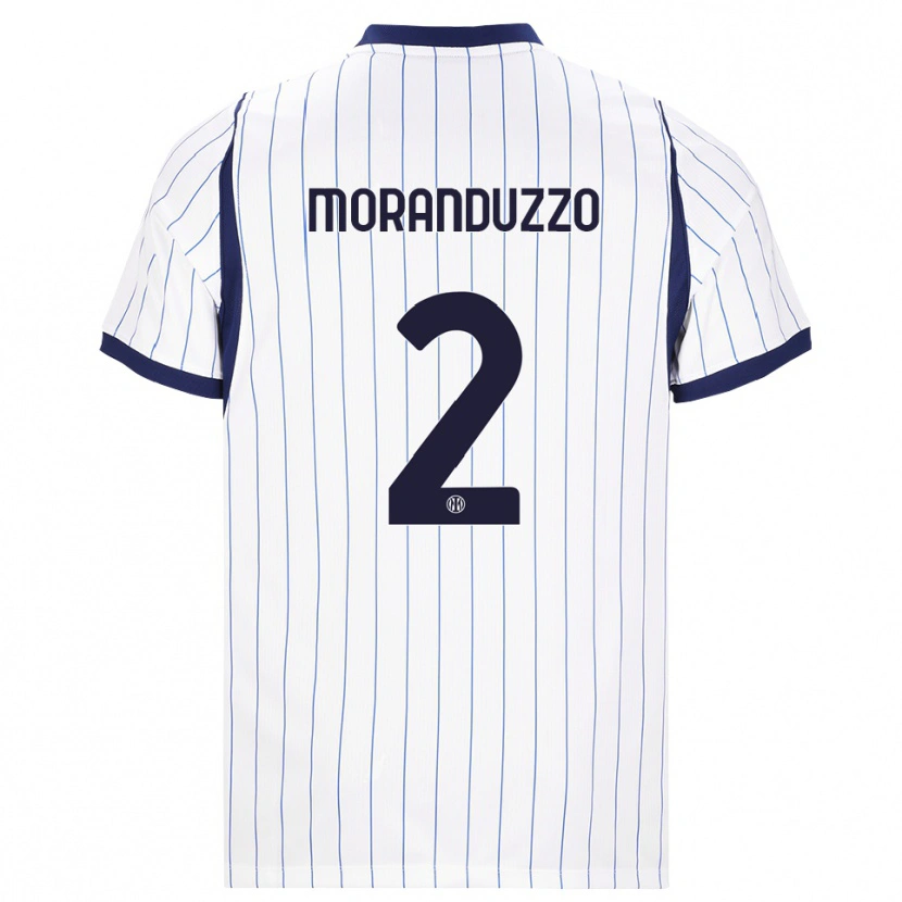 Danxen Børn Nicolo Moranduzzo #2 Hvid Marineblå Udebane Spillertrøjer 2026/27 Trøje T-Shirt