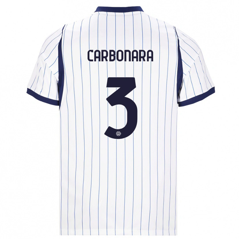 Danxen Børn Matteo Carbonara #3 Hvid Marineblå Udebane Spillertrøjer 2026/27 Trøje T-Shirt
