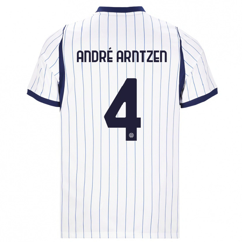 Danxen Børn Matheo André Arntzen #4 Hvid Marineblå Udebane Spillertrøjer 2026/27 Trøje T-Shirt
