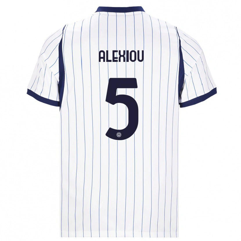 Danxen Børn Christos Alexiou #5 Hvid Marineblå Udebane Spillertrøjer 2026/27 Trøje T-Shirt