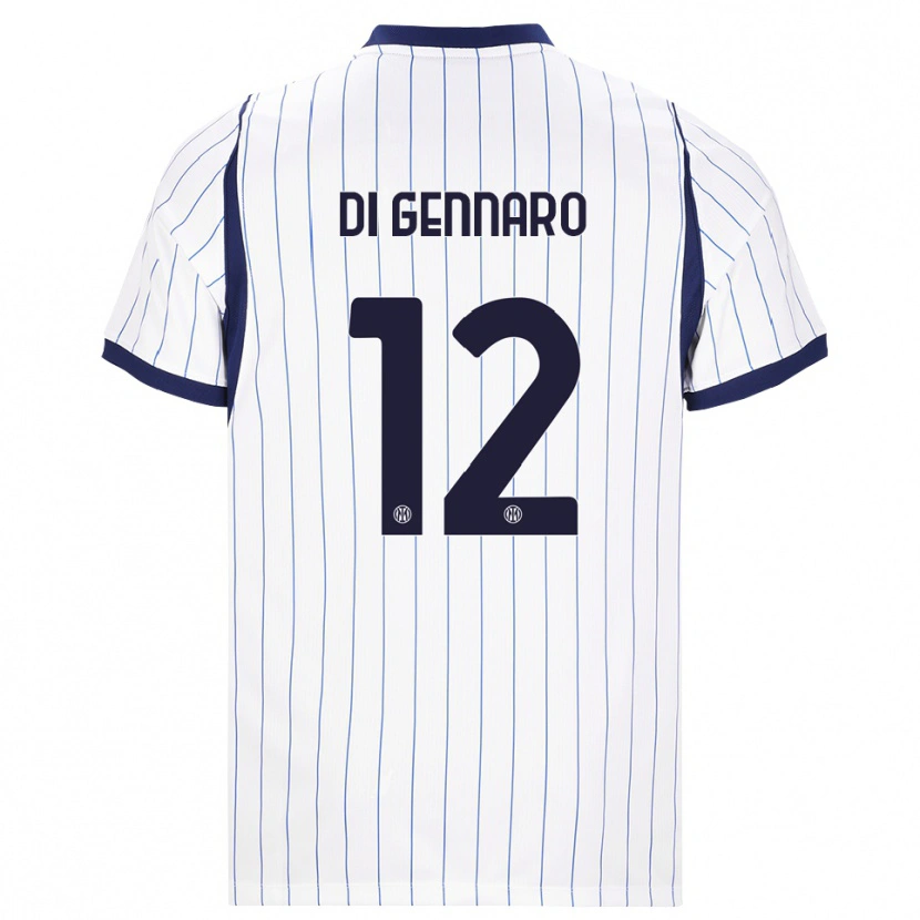 Danxen Børn Raffaele Di Gennaro #12 Hvid Marineblå Udebane Spillertrøjer 2026/27 Trøje T-Shirt