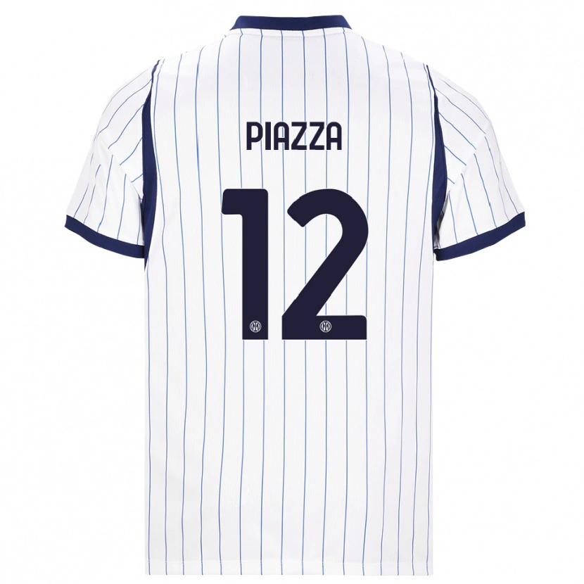 Danxen Børn Alessia Piazza #12 Hvid Marineblå Udebane Spillertrøjer 2026/27 Trøje T-Shirt